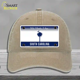 South Carolina I Breathe Blank Novelty License Plate Hat Unconstructed Cotton / Khaki