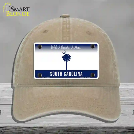 South Carolina I Breathe Blank Novelty License Plate Hat Unconstructed Cotton / Khaki