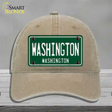 Washington Vintage Green Novelty License Plate Hat Unconstructed Cotton / Khaki