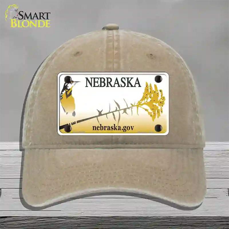 Nebraska Blank Novelty License Plate Hat Unconstructed Cotton / Khaki