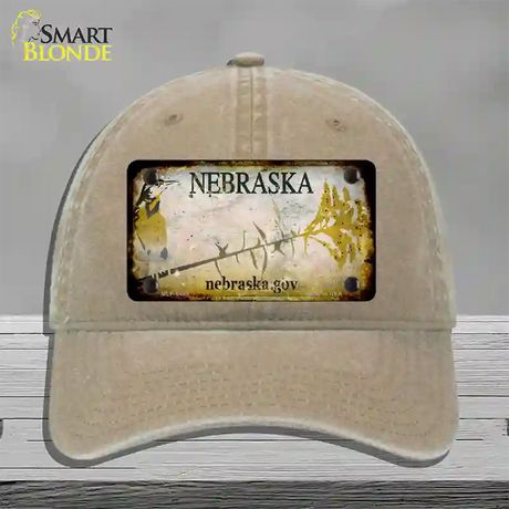 Nebraska Gov Rusty Blank Novelty License Plate Hat Unconstructed Cotton / Khaki