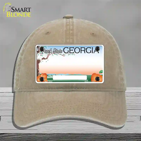 Georgia Peach Blank Novelty License Plate Hat Unconstructed Cotton / Khaki