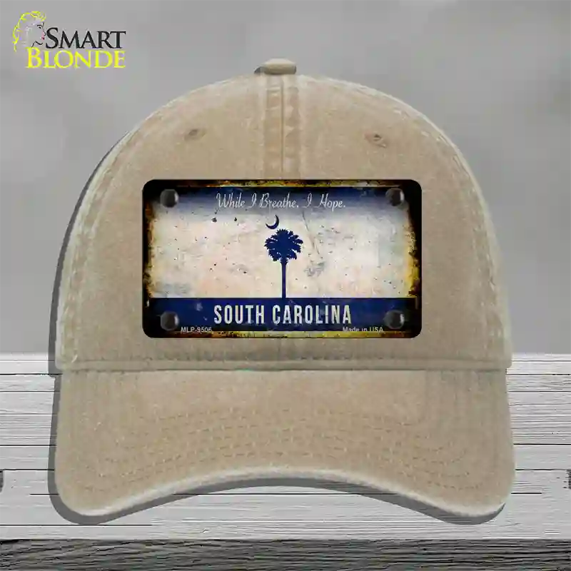 South Carolina I Breathe Rusty Blank Novelty License Plate Hat Unconstructed Cotton / Khaki