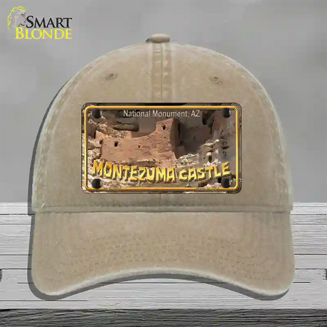 Montezuma Castle Novelty License Plate Hat Unconstructed Cotton / Khaki