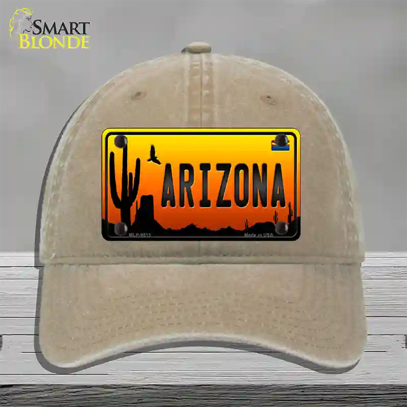 Arizona Scenic Novelty License Plate Hat Unconstructed Cotton / Khaki