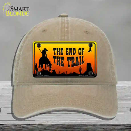 End Of Trail Scenic Novelty License Plate Hat Unconstructed Cotton / Khaki