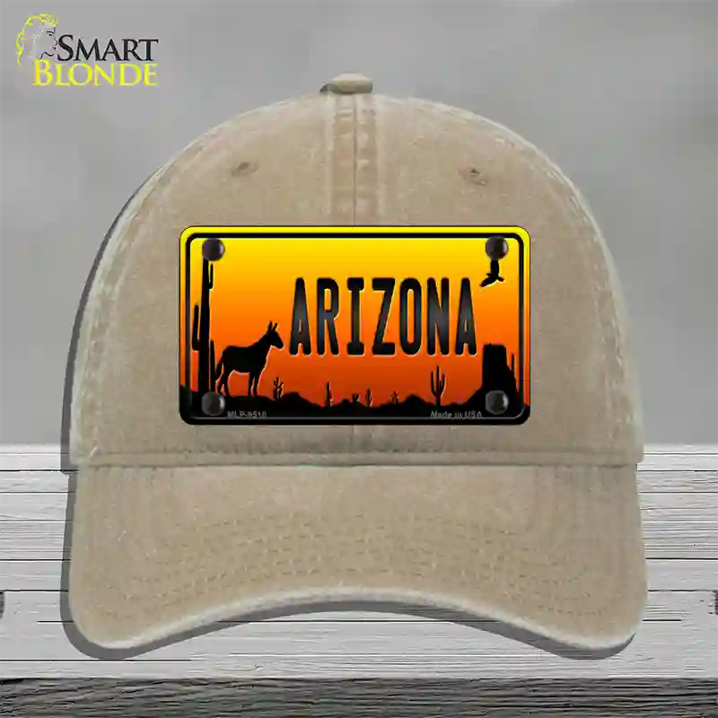 Donkey Arizona Scenic Novelty License Plate Hat Unconstructed Cotton / Khaki