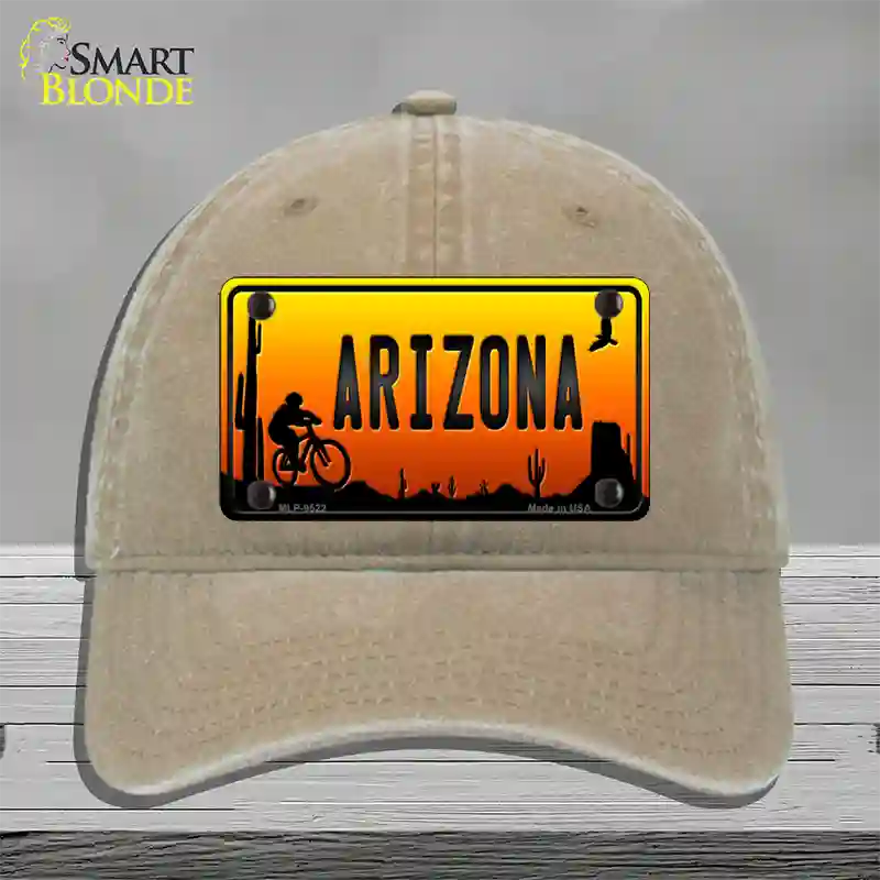 Biker Arizona Scenic Novelty License Plate Hat Unconstructed Cotton / Khaki