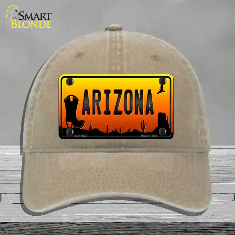 Boot Arizona Scenic Novelty License Plate Hat Unconstructed Cotton / Khaki