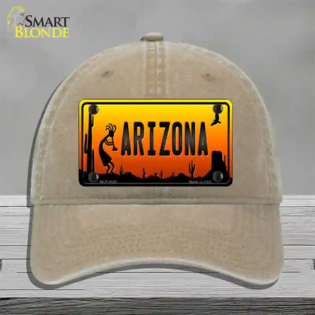 Kokopelli Arizona Scenic Novelty License Plate Hat Unconstructed Cotton / Khaki