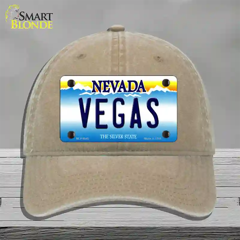 Vegas Nevada Novelty License Plate Hat Unconstructed Cotton / Khaki