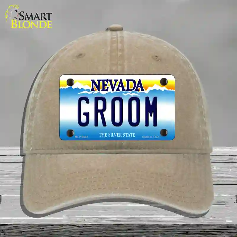 Groom Nevada Novelty License Plate Hat Unconstructed Cotton / Khaki