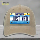 Just Wed Nevada Novelty License Plate Hat Unconstructed Cotton / Khaki