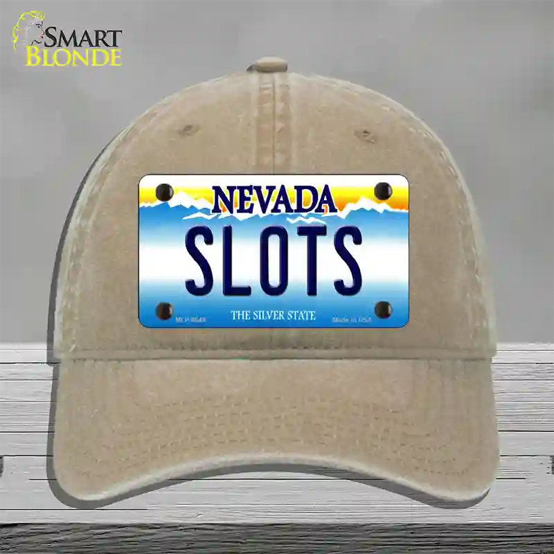 Slots Nevada Novelty License Plate Hat Unconstructed Cotton / Khaki