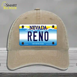 Reno Nevada Novelty License Plate Hat Unconstructed Cotton / Khaki