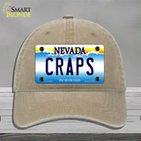 Craps Nevada Novelty License Plate Hat Unconstructed Cotton / Khaki