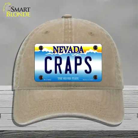 Craps Nevada Novelty License Plate Hat Unconstructed Cotton / Khaki