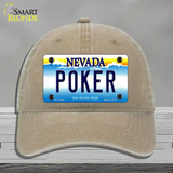 Poker Nevada Novelty License Plate Hat Unconstructed Cotton / Khaki