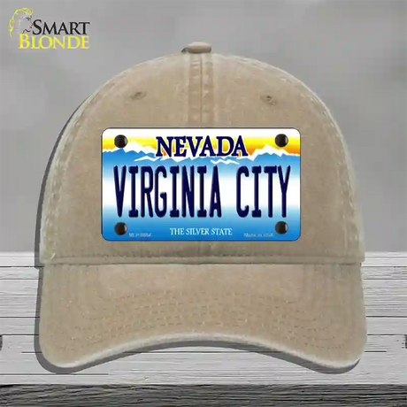 Virginia City Nevada Novelty License Plate Hat Unconstructed Cotton / Khaki