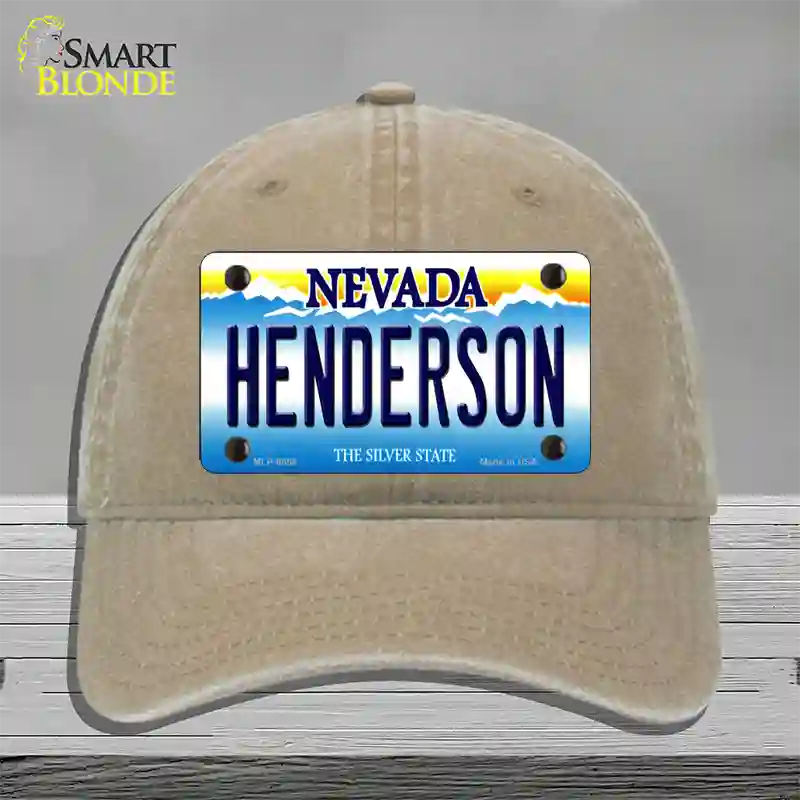 Henderson Nevada Novelty License Plate Hat Unconstructed Cotton / Khaki