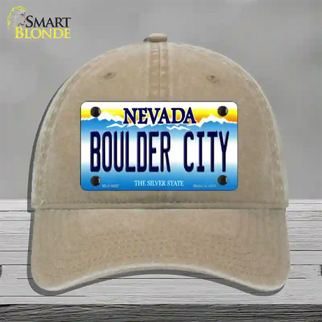 Boulder City Nevada Novelty License Plate Hat Unconstructed Cotton / Khaki