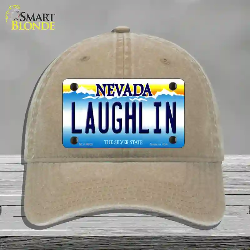 Laughlin Nevada Novelty License Plate Hat Unconstructed Cotton / Khaki