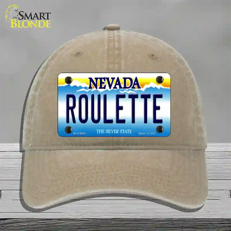 Roulette Nevada Novelty License Plate Hat Unconstructed Cotton / Khaki