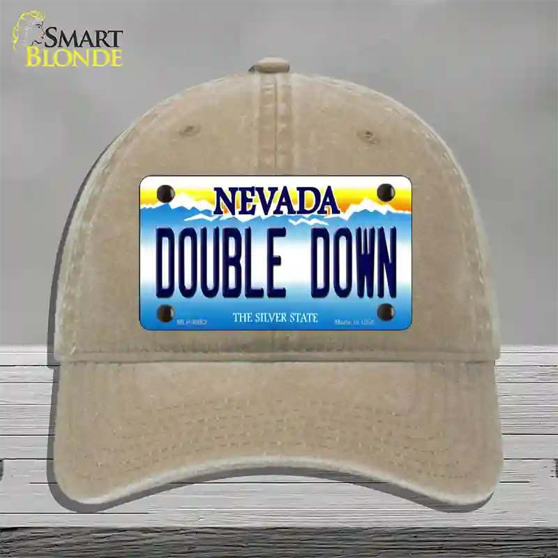 Double Down Nevada Novelty License Plate Hat Unconstructed Cotton / Khaki