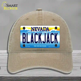 Black Jack Nevada Novelty License Plate Hat Unconstructed Cotton / Khaki