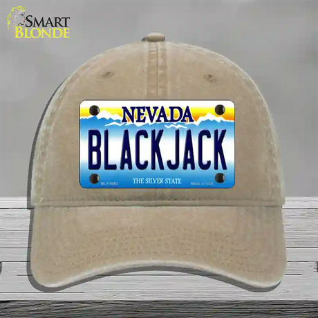 Black Jack Nevada Novelty License Plate Hat Unconstructed Cotton / Khaki