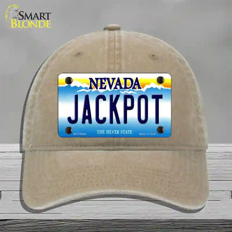 Jack Pot Nevada Novelty License Plate Hat Unconstructed Cotton / Khaki