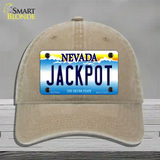 Jack Pot Nevada Novelty License Plate Hat Unconstructed Cotton / Khaki