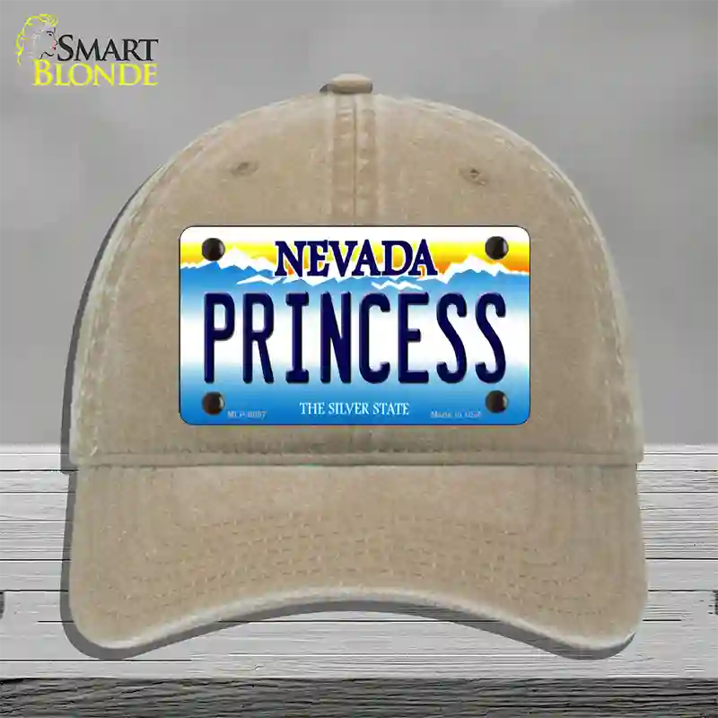 Princess Nevada Novelty License Plate Hat Unconstructed Cotton / Khaki