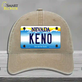 Keno Nevada Novelty License Plate Hat Unconstructed Cotton / Khaki