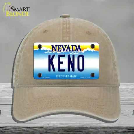 Keno Nevada Novelty License Plate Hat Unconstructed Cotton / Khaki