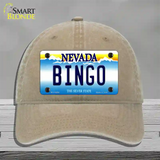 Bingo Nevada Novelty License Plate Hat Unconstructed Cotton / Khaki