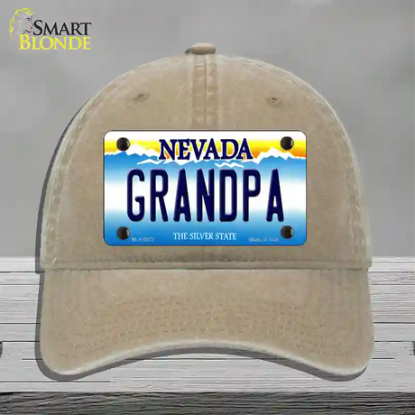 Grandpa Nevada Novelty License Plate Hat Unconstructed Cotton / Khaki