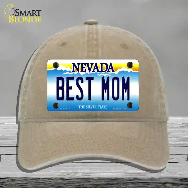 Best Mom Nevada Novelty License Plate Hat Unconstructed Cotton / Khaki