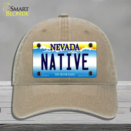 Native Nevada Novelty License Plate Hat Unconstructed Cotton / Khaki