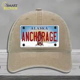 Anchorage Alaska State Novelty License Plate Hat Unconstructed Cotton / Khaki