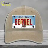 Bethel Alaska State Novelty License Plate Hat Unconstructed Cotton / Khaki