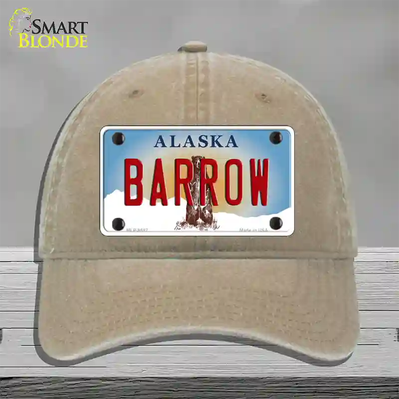 Barrow Alaska State Novelty License Plate Hat Unconstructed Cotton / Khaki