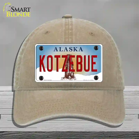 Kotzebue Alaska State Novelty License Plate Hat Unconstructed Cotton / Khaki