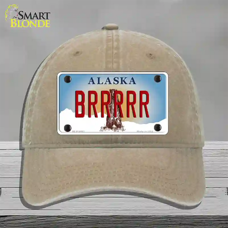 Brrrrr Alaska State Novelty License Plate Hat Unconstructed Cotton / Khaki