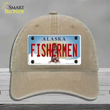 Fishermen Alaska State Novelty License Plate Hat Unconstructed Cotton / Khaki