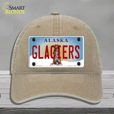 Glaciers Alaska State Novelty License Plate Hat Unconstructed Cotton / Khaki