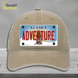 Adventure Alaska State Novelty License Plate Hat Unconstructed Cotton / Khaki