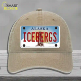 Icebergs Alaska State Novelty License Plate Hat Unconstructed Cotton / Khaki