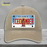 Ice Climber Alaska State Novelty License Plate Hat Unconstructed Cotton / Khaki