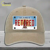 Retired Alaska State Novelty License Plate Hat Unconstructed Cotton / Khaki